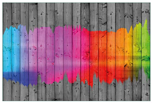 Wallario Küchenrückwand selbstklebend 90 x 60 cm, Motiv: Holzpaneel - Bemaltes buntes Holz | Spritzschutz abwischbar & pflegeleicht
