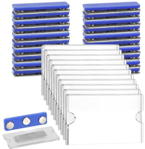 20 Stk Namensschilder Magnet, 90x55mm Magnet Namensschilder für Kleidung | Magnetische Acryl-Namensschilder mit Papiereinschub, personalisiert transparent wiederverwendbar für Krankenhaus, Büro, Messe