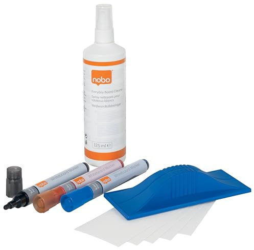 Nobo Whiteboard Starter Kit, 3 Markers, Cleaner, Eraser and Eraser Refills, 34438861
