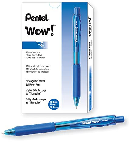 Pentel BK440-C Kugelschreiber mit Druckmechanik und ergonomischer Dreiecksgriffzone, blau, 12 Stück (1er Pack)