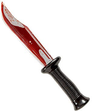W WIDMANN MILANO Party Fashion 6695K - Blutiges Messer, 34 cm, Accessoires, Deko, Blut, schwarz, Kunstblut, Kunststoff, Jack The Ripper, Psycho, Halloween, Karneval, Mottoparty