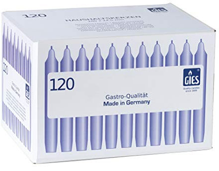 Gies 205-169000-10, 200 x 24,5 mm, 120er-Karton, Weiss Kerzen, Haushaltskerzen/Stabkerzen, 200x24,5mm