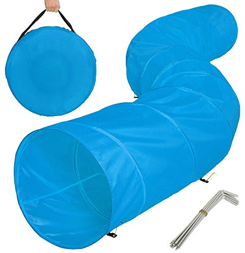 tectake® Hundetunnel Spieltunnel Agilitytunnel Hundehöhle 500 x 60 cm inkl. 12 Heringe und Transporttasche -Diverse Farben- (Blau)