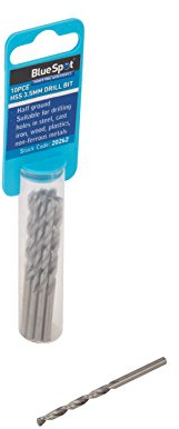 Blue Spot 20262 3.5 mm Half Ground HSS Drill Bits in Tube (10-Piece)
