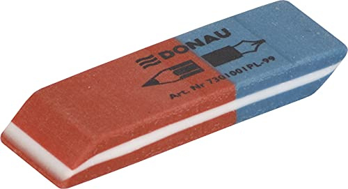 DONAU 7301001PL-99 Radiergummi/ Radierer für Bleistifte und Kugelschreiber aus Hochwertigem Kautschuk oder Synthetischem Kautschuk Hergestellt Beideseitig Verwendbar/ 57x19x8mm/ Farbe: blau/rot 1 Stk.