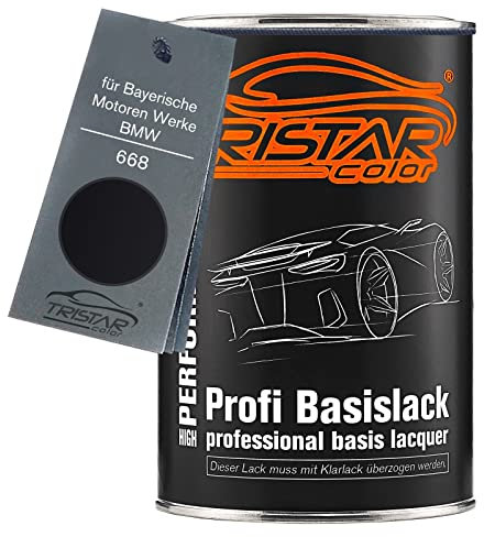 TRISTARcolor Autolack Dose spritzfertig für Bayerische Motoren Werke/BMW 668 Glanzschwarz/Schwarz II Basislack 1,0 Liter 1000ml