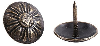 Walfront Polsternägel Groß, 100 stück Vintage Polster Nägel, Runder Großköpfiger Ziernägel, Bronze Eckenschutz Metall, Möbelnieten für Möbel (Gänseblümchen 16x15mm)