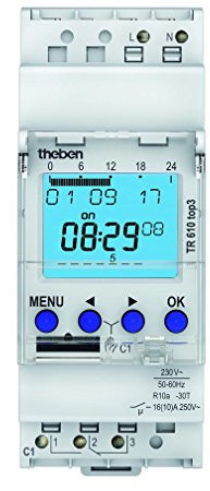 interrupteur horaire - digital - 24h / 7j - 2 modules - 1 contact - 230v - theben 6100403