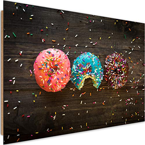 Feeby Bilder Küche Deco Panel Wand Kunstdruck Donut Dessert mehrfarbig 60x40 cm