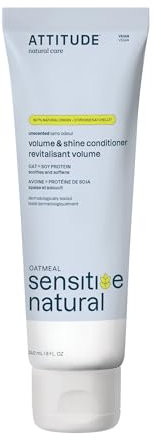 ATTITUDE Extra Gentle Hair Conditioner for Sensitive Dry Scalp, Soothing Oat, Naturally Derived Ingredients, Dermatologically Tested, Vegan Detangler, 240 mL