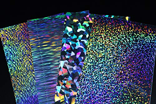4 piezas de película adhesiva holográfica de 10 x 21 cm con patrón de alambre de discoteca artificial de piel de pescado para cebos duros (surtido)