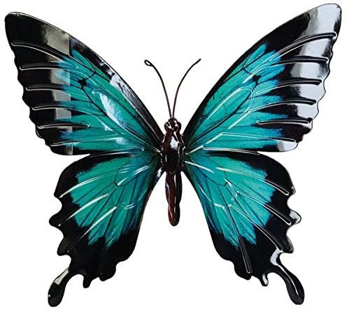 CIM Metall Wand-Deko - Butterfly Blue Morpho - 35cm x 25cm - 3D Wandbild - Schmetterling - Wandschmuck inkl. praktischer Wandbefestigung