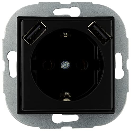 REV 0221132706 Optima, USB Steckdose, mit 2 USB Anschlüssen, USB: max. 2,1A, 5VDC, 10,5W, schwarz