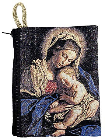 Village Gobelin-Tasche mit traditioneller katholischer Kunst, 12,7 cm, ideal für Rosenkranzen und kleine Schmuckstücke, christliche Haushaltswaren Madonna and Child 1
