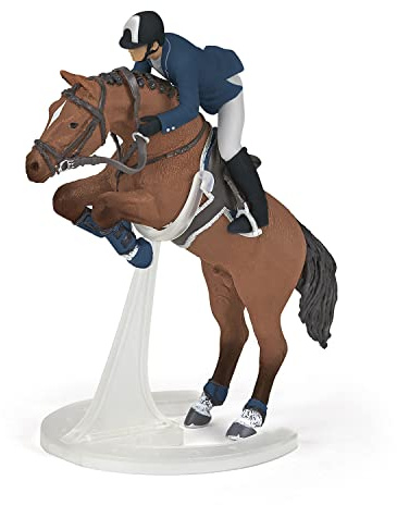 Papo Jumping Horse With Rider Toy Figure Navy