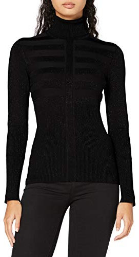 Morgan Femme 202-mentosa Pull Manche Longue Col Roulé Lurex Mentosa Noir TS, Noir, S EU