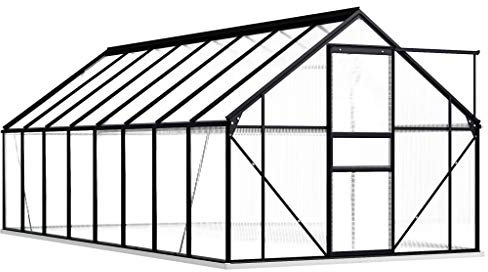 Tidyard Serre de Jardin Polycarbonate/Serre de Jardin 9,31 m² avec Cadre de Base Anthracite Aluminium