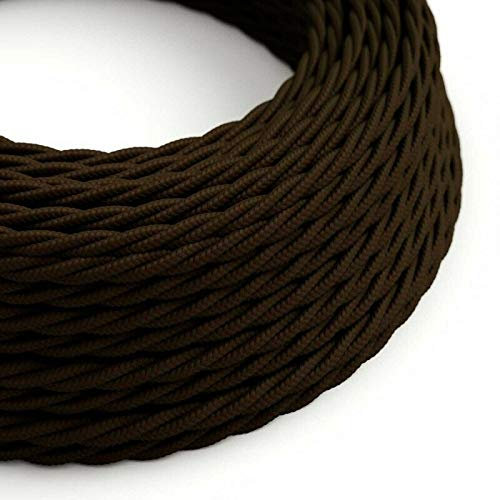LEDSone1 Meter Vintage 3 Core Dark Brown Twisted Electric Cable Fabric Covered Wire Italian Braided 0.75 mm Electrical Cable Flexible Wire for Lighting Other Appliances (Dark Brown)