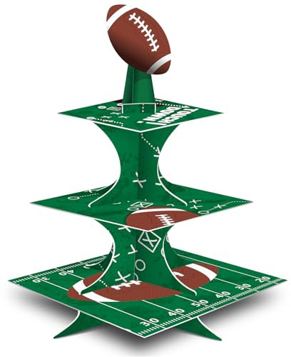 FRIDAY NIGHT Cupcake-Ständer aus Pappe, Motiv: Super Football, wiederverwendbar, für Kindergeburtstage, Babypartys, Sportthemen