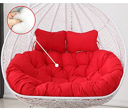 LQPHY Verdicken Hängesessel Kissen Doppel abnehmbare Ei Nest geformte Kissen, 2 Personen Sitzer Wicker Rattan Schaukel Pads für Patio Garden,Rot
