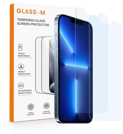 GLASS-M [2 Pack Anti-Blue Light Screen Protector for iPhone 13 Pro Max/iPhone 14 Plus 6.7, Eye Protection Blue Light Filter Tempered Glass Protective Film