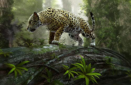 JAGUAR Fototapete VLIES-350x260 cm (063A)-Wilde Tiere Safari Löwen Puma Gepard Tiger Löwe Wandtapete-Inkl. Kleister-Vliestapete Bild Dekoration Wand-Dekor Moderne Motiv-Tapete Panorama Poster XXL