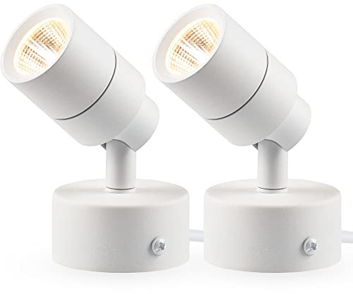 SUNVIE 2 Pack LED Up Lights for Indoor Use Uplight, Warm White Floor Spotlight Lamp, 120V Spot Lights for Uplighting Accent Lighting, 5.9 FT Cord with Foot Switch