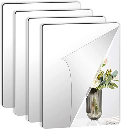 4 Pack Self Adhesive Mirror 30x40cm Adhesive Mirror Tiles 2MM Thick Acrylic Stick On Wall Mirrors Sheets Removable Stickers for Home Decoration