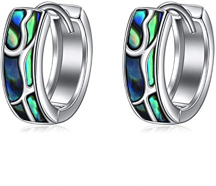 POPLYKE Sterling Silber Abalone Shell Creolen Kleine Huggie Ohrringe Schmuck Geschenk für Frauen