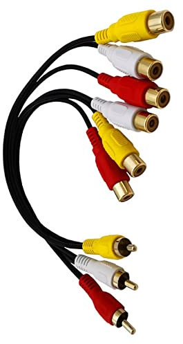 MOOKEENONE 30 cm 3 RCA macho Jack a 6 RCA hembra enchufe divisor audio vídeo Av adaptador cable