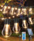 ULIGHTOWN Solar Festoon Lights Outdoor, 14M/46FT USB&Solar String Outdoor with Remote, IP65 Waterproof Garden 30LED Shatterproof Bulbs for Gazebo Patio Party Wedding Decor, Gold