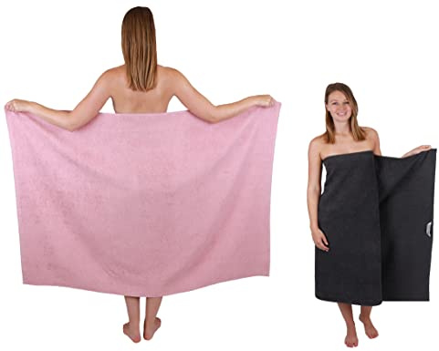 Betz 2 Stück Maxi Duschtücher XXL Badetuch Duschtuch Größe 100x150cm Berlin Farbe Lotus/Graphit