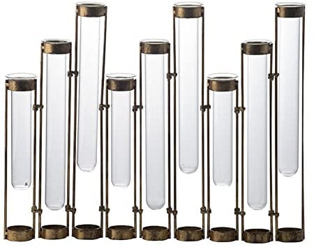 A and B Home 17.7 in Gold Iron and Glass Pedestal Beaker Vase, Contemporary Style, Home Accent Décor