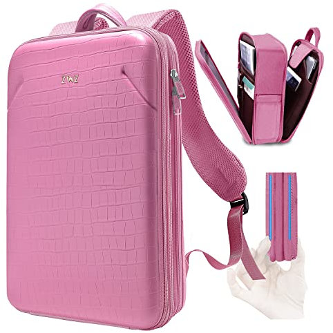 ZINZ Schlanker Laptop Rucksack 15,6 Zoll mit Variabler Kapazität, Diebstahlsicherer Business Tagesrucksack Wasserabweisende Reise Lederhülle Büchertasche,P01K01