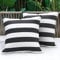 Lewondr Outdoor Kissenbezüge, 2 Stück 45x45cm Quadratische Streifen Wasserdicht Kissenbezüge für Outdoor Terrasse Veranda Bauernhaus Garten Balkon Couch, Schwarz Grau & Weiß