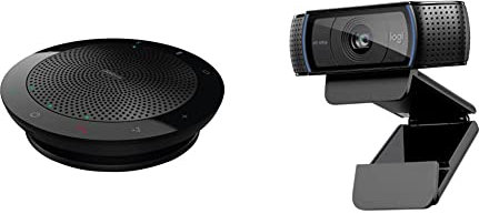 Jabra Speak 510 Speaker — Portable Bluetooth Speaker & Logitech C920 HD PRO Webcam, Full-HD 1080p, 78° Sichtfeld, Autofokus, Klarer Stereo-Sound, Belichtungskorrektur - Schwarz