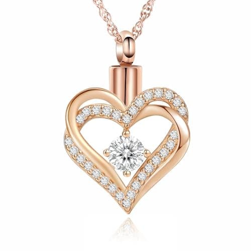Minicremation Cremation Urn Necklace for Ashes Cremation Jewelry Heart Urn Necklace for Women Girls Birthstone Memorial Jewelry Pendant for Ashes for Human Pet