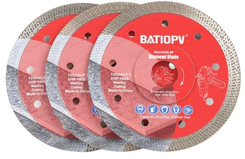BATIOPV Disque Diamant 125 mm, Extra Fin, Lot de 3, Disque de Coupe pour Carrelage, Marbre, Céramique et Pierre Naturelle – Idéal pour une Coupe Précise et Rapide