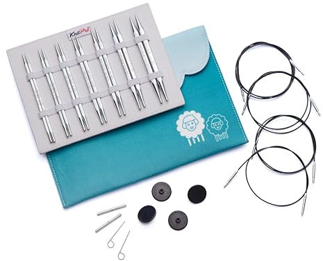 KnitPro austauschbare Rundstricknadelspitzen Deluxe-Set – Nova Cubics (4,00–8,00 mm)
