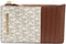 Michael Kors Jet Set Travel Top Zip Card Case Wallet Coin Pouch Vanilla, Braun