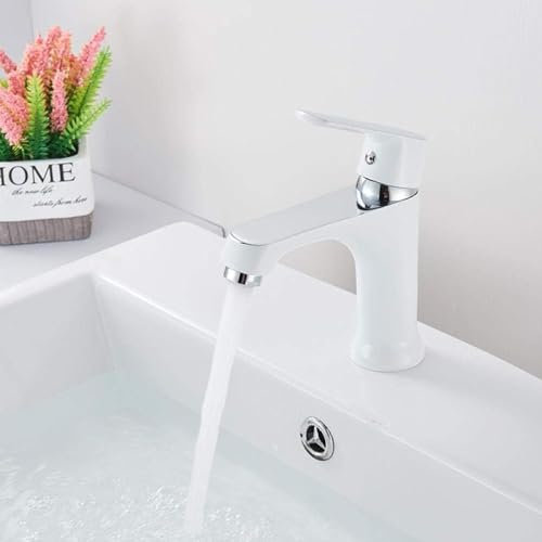 Robinets de lavabo lavabo de Douche Grue Robinet mitigeur monotrou Salle de Bain mitigeur Robinet Cascade Robinet-Blanc chromé