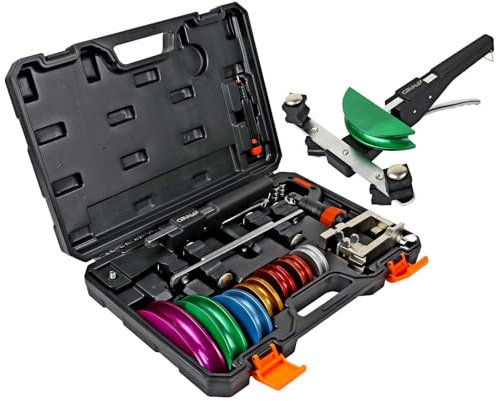 Carvalax Pipe Tube Bender Set, for 1/4” to 7/8” O.D, 90° Ratcheting Tubing Bender Kit with Reverse Bending Adapters and 7 Multi-Color Aluminum Heads, for HVAC Air Condition Hydraulic Work