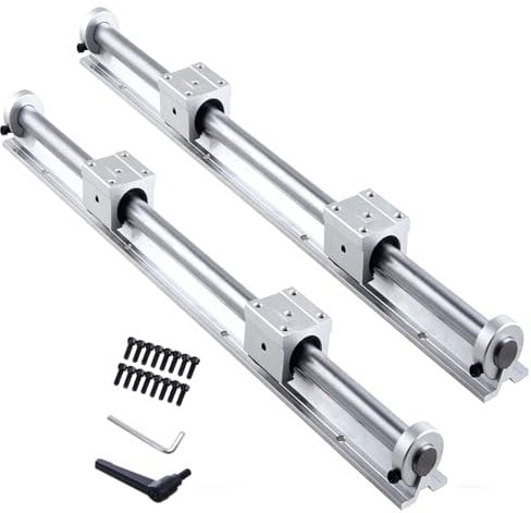 GooEquip Linearführung SBR20 500mm 2 x Linearschienen und 4 x Lagerblöcke mit SBR20 Schienenstopper, Linearschienenlänge 500 mm Linearschienen für 3D Drucker CNC Teile