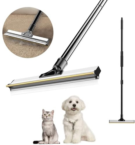 DMSELL Adjustable Carpet Rake Pet Hair Remover, Long Handle Dog Hair Scraper Lint Remover for Sofa