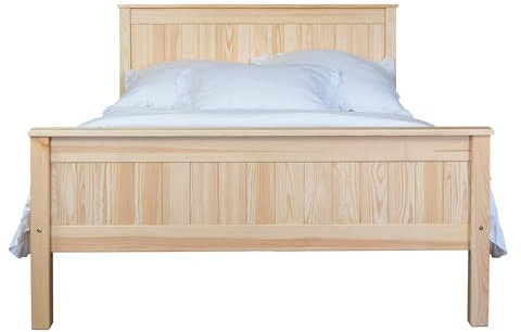 Meble Doktór Holzbett - Bett aus Kiefernholz – Natural 180x200 cm – Bettgestell mit Rahmen – Holzmöbel – 100% Naturholz - Massivholzbett – Solide Verarbeitung - Natur lackierte Kiefer