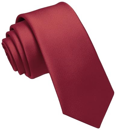 JEMYGINS Krawatte schmale Krawatten für Herren seide Hochzeit Schlips tiefrot