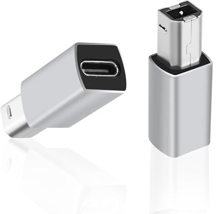 MEIRIYFA Lot de 2 adaptateurs USB C vers USB B pour imprimante - Prise USB type C vers fiche d'imprimante - Compatible avec scanners MIDI, imprimantes, pianos Eectric et synthétiseur - Gris