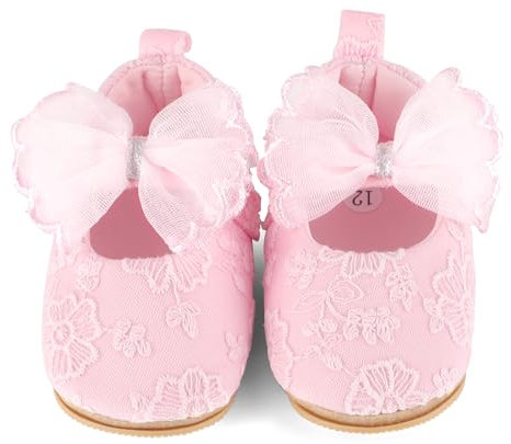Cheerful Mario Fiore Scarpe Neonata Prima Infanzia Scarpine Primi Passi Nuziale Scarpe Occasioni Speciali Battesimo per la Festa Rosa-A 6-12 Mesi