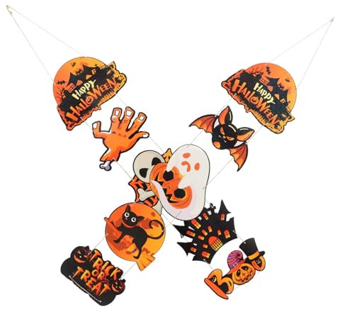 BESTonZON 1 Paar Zeichen Halloween-Türschild aus Papier Kranz Aufhänger Kleiderbügel Halloween-Papierschild zum Aufhängen Halloween-Haustürdekoration Skelett Partybedarf