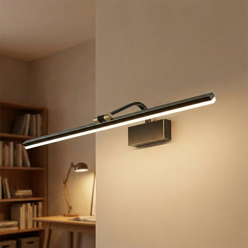 Licht-Erlebnisse LED Bilderleuchte groß 70 cm lang in Schwarz-Gold Antik 3000 K 963 lm verstellbar Metall Jugendstil Bilderlampe Wohnzimmer
